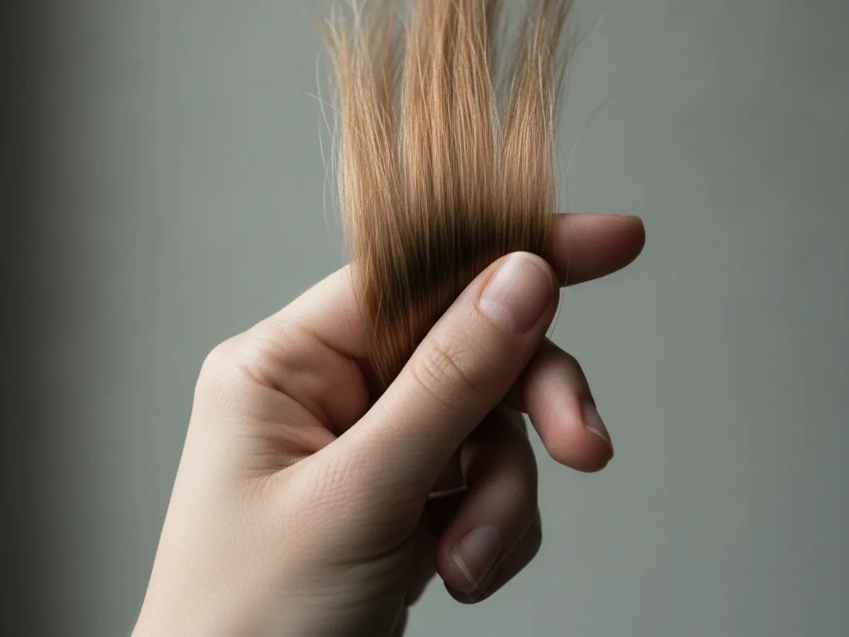 Haarsträhnen in warmem Naturton nach der Farbe